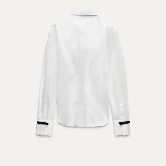 ZARA VELVET BOW SHIRT ZW COLLECTION - Picture 7 of 9